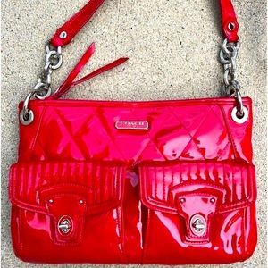 Coach Poppy Legacy Hippie Crossbody Bag red patent leather